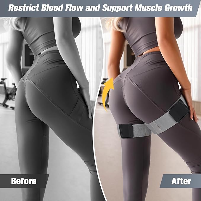 Booty Bands, Blood Flow Restriction Bands for Women/Men, Adjustable BFR Training Bands for Glutes & Hip Building, Occlusion Resistance Bands