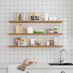 RALGEND Floating Shelves for Wall, 1.5" Thick Wall Shelf Set of 3 with Invisible Bracket, L47.2 x W7.9 Hanging Shelves Farmhouse Home Decor for Bathroom, Living Room, Bedroom, Rustic Brown 12301BJP3BF