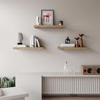 Upassion Floating Shelves for Wall Set of 3, 16" Light Brown Wood Wall Shelves for Home Decor, Frame Display Floating Shelf for Living Room, Bedroom, Bathroom, Kitchen