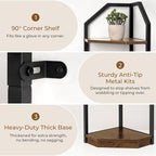 5 Tier Corner Wall Shelf Stand, 70" Metal Corner Shelves Bookshelf Display Shelf for Living Room Decor, Tall Plant Stand Multi Unit Organizer, Standing Shelf for Bedroom,Bathroom,Small Space (Brown)