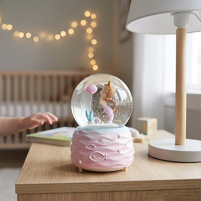 Snow Globe for Girls, 100MM Music Boxes with LED Lights, Automatic Snowflakes, Snow Globe for Home Decor, Birthday Christmas Valentines Gifts