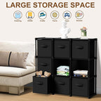 9 Cube Storage Organizer with Shelf Back to School Boxes 11 Inch Toy Storage Bins Closet Organizers Drawers Fabric Dresser for Playroom Books Bedroom Dorm Kitchen (Black)