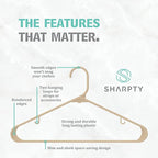 Sharpty Plastic Hangers Clothes Hangers for Clothing, Closet, Coats & Shirts - Durable & Space Saving - for Everyday Standard Use, Room Essentials & Basics - 60 Pack - Beige