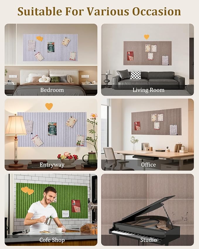 48 x 32" Large Bulletin Board, Decorative Felt Pin Board, 0.35“ Thick Foldable Photo Display Board with Self-Adhesive Tape, Vision Board for School Home Kitchen Office Walls/Sliver Grey