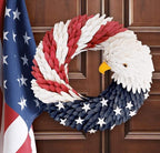 250th Anniversary Patriotic Wreath, 4th of July Wreath for Front Door, Patriotic Wreath Handmade Eagle Wreaths, Memorial Day Home Decoration for Indoor and Outdoor (A)