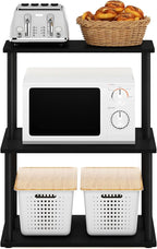 Furinno Turn-N-Tube 3-Tier Toolless Kitchen Storage Shelf, Americano/Black