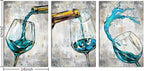 Conipit Teal Grey Wall Art Canvas For Kitchen Dining Room Wine Glass Pictures Artwork Still Life Paintings 16"x24"x3pcs Framed for Restaurant Ready to Hang