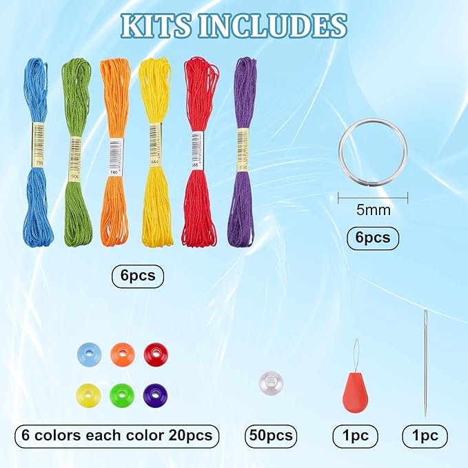 INFUNLY 6 Set Mini DIY Dream Catcher Kit - Rainbow Color Handmade Small Dream Catcher for Bag Pendant Car Interior Backpack Charm