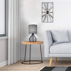 HAITRAL Farmhouse Table Lamp - Small Nightstand Lamp for Bedroom, Black Metal Cage Table Lamp for Living Room, Dorm, Office with Hollowed Out Base, Gray