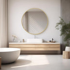DUMOS Gold Circle Mirror for Wall 30.02 inch, Bathroom Round Wall Mirror for Over Sink, Bathroom, Entryway, Bedroom, Vanity, Shatterproof& Crystal-Clear