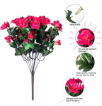 HyeFlora Artificial Faux Outdoor Outside Flowers Plants for Spring Decor, Fake Silk Colorful Camellia UV Resistant Look Real for Planter Front Door Porch Patio Balcony Decoration, 3 Large Bundles