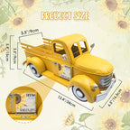 Farmhouse Lemon Decor 13.4 Inch Large Vintage Truck with 20 Magnets Interchangeable Seasonal Decor Rustic Metal Pickup Spring Summer Lemon Centerpieces for Tables Home Lemonade Party, Yellow