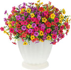 12 Bundles Artificial Flowers,Faux Plants for Spring Summer Decoration, UV Resistant Colorful Violets Eucalyptus for Outside Home Planter Porch Patio Yard Decor