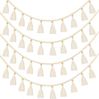 Tatuo Boho Macrame Tassel Garland for Classroom Decor Hanging Tassel Garland Bunting Boho Classroom Decor for Nursery Room Birthday Party Bedroom Dorm(4 Pieces,47.2 Inch)