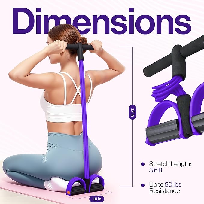 Pedal Resistance Band with Handle, 6 Tube Multifunction Foot Pedal Resistance Band, Arm & Waist Training Tummy Trimmer Ab Workout Equipment for Home Gym Men Women