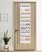 AOODA 10 Tier Clear Over the Door Shoe Organizer Storage, Deep Pockets Large Hanging Shoe Rack for Closet Door, Fit 20 Pairs Sneaker Holder Hanger for Boots (White)