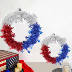 Patriotic Wreath for Front Door Red White Blue Wreath 4th of July Wreaths for Door Wall Memorial Day Decor Independence Day Hanging Decoration for Outside Home Farmhouse Holiday (Shiny A)