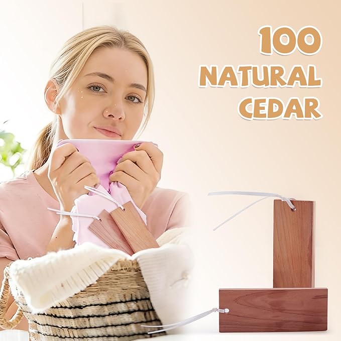 4 Pack Cashmere Storage Bags with 4 Cedar Blocks, Cotton Sweater Garment Storage Pouches with Natural Cedar for Odor Control, Closet Drawer Seasonal Clothing Organizer,17 x 13.5 Inch
