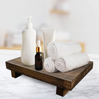 Rustic Pedestal Stand - Handmade Small Wood Tray - Soap Tray for Kitchen Sink, Bathroom (Brown, 12 x 7 x 1.5 Inch)