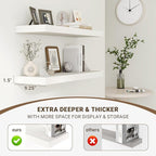 Acovy 48 Inch Floating Shelves, 48"x9.25"x1.5" Inch Deep Floating Shelves for Wall, Wooden Shelves for Bathroom, Bedroom, Living Room, Cream White Oak, 1 Piece