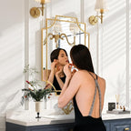 Kelly Miller 20"x30" Small Gold Bathroom Mirror for Wall Mount, Beveled Vanity Mirror for Master Bath Half Bath
