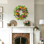 Spring Wreaths for Front Door 24 Inch Outdoor Spring Wreath with Peony Rose Ranunculus & Eucalyptus,Handmade Silk Summer Wreaths for Front Door,Spring Door Wreath for Porch Home Wall Window
