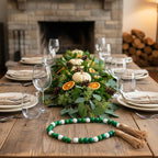 Equsion Seasonal Wooden Bead Garland with Tassels, 3.3 ft Holiday Vintage Boho Bead Garland Easter Tray Decoration, Vase Wall Room Art Birthday Party Decoration(Gradient Green)