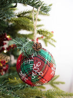 Burlap Christmas Hanging Ornaments, Farmhouse Rustic Christma Decorations, Natural Jute Ball Ornaments for Xmas Holiday Party Home Decor 12Pcs