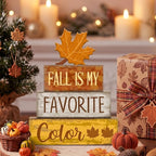 Lineshading 4 Pcs Fall Decoration for Home Wooden Maple Leaf Thanksgiving Tiered Tray Decor Thanksgiving Table Centerpiece Rustic Decorative Maple Leaf Block Signs Farmhouse Autumn Decor for Kitchen
