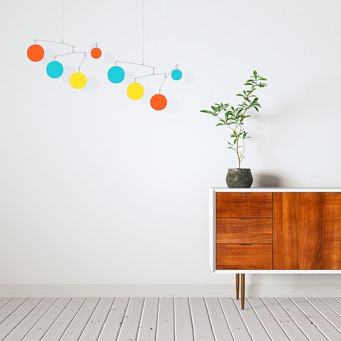Atomic Mobiles The Palm Springs Hanging Art Mobiles - Mid Century Modern Kinetic Art - Home Decor - Work from Home Decorations - 5 Sizes (20" h x 34" w)