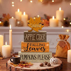 Moucuny 4 Pcs Fall Decoration for Home Wooden Maple Leaf Thanksgiving Table Centerpiece Rustic Thanksgiving Tiered Tray Decor Decorative Maple Leaf Block Signs Farmhouse Autumn Decor for Kitchen
