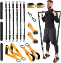 Tribe Lifting Tube Resistance Bands for Working Out Men and Women - 180lb Exercise Bands Set with Handles, Resistance Band Bar, Ankle Straps, Foot Straps, Door Anchor for Home Gym Strength Training