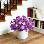 6 Pcs Artificial Petunia Flowers for Outdoor, Fake Spring Petunias Faux Silk Flowers for Outdoors UV Resistant Plants for Planters Garden Porch Patio Window Box Indoor Table Decor(Double Purple)