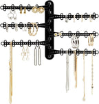 6-Tier Wall Jewelry Organizer Wall Mounted Jewelry Organizer Necklace Holder Wall Mount Hanging Necklace Organizer Jewelry Hanger Hanging Earring Holder Organizer Display (Black)