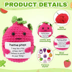 VioraWhite 18 Pcs Fruit Animals Positive Emotional Dolls Bulk Encouragement Emotional Knitted Crochet Gifts with Positive Words for Friends Coworker Decorations for Home Office