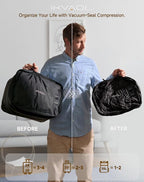 Vacuum Bags for Travel with Pump (Built-in), Vacuum Seal Bags for Clothing Travel to Save Space in Carry-On & Backpack, Reusable Compression Packing Cubes for Luggage & Suitcase (Black,2-Pack)