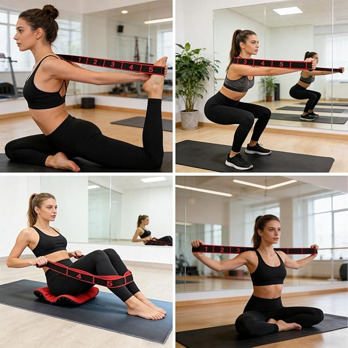 2Pack 8-Section Resistance Band with Numbered Markings, Exercise Band for Stretching, Yoga, Pilates & Home Fitness - Track Progress with Adjustable Tension, High-Elastic Latex Training Band