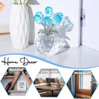 Arikyrist Crystal Lake Blue Rose Bouquet Figurine with Round Vase Gifts for Her, Glass Rose Flower Romantic Keepsakes for Women Mom on Christmas, Collectible Decoration Table Centerpiece for Home