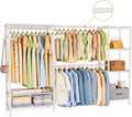 Coat Rack Clothes Wardrobe：Closet Organizer and Storage Clothing Garment Rack with Shelves Heavy Duty for Hanging Clothes Portable Adjustable White 15.8" Dx(70-88.5)" Wx76.5 H
