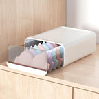 Underwear Organizer Drawer, 1 Cell Plastic Sock Underwear Storage Drawer, Stackable Closet Organizers and Storage Box for Bras, Socks, Scarves, Ties, Belt (Queen Size-White, 1 Pcs)