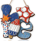 Wooden 4th of July Decorations Patriotic Wreaths for Front Door Independence Day Decorations Star Sign Welcome Memorial Day Hanging for Home Wall Decor Outdoor Indoor Red White and Blue Wreath 8