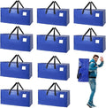 10 Pack Moving Bags Heavy Duty Extra Large Storage Bags with Zippers, Handles, Backpack Straps Packing Bag for Moving College Dorm Room Essentials, Camping, Travel, Clothes 93 L 25 Gallons(Blue)