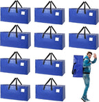 10 Pack Moving Bags Heavy Duty Extra Large Storage Bags with Zippers, Handles, Backpack Straps Packing Bag for Moving College Dorm Room Essentials, Camping, Travel, Clothes 93 L 25 Gallons(Blue)