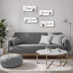 ONIZHITY Set of 4 Black Bathroom Decor With Black Flower Wall Art Inspire Relax Soak Unwind Rustic Farmhouse Wooden Wall Art Ideal for Women's Bedroom, Office, Living Room, Kitchen (10x4)