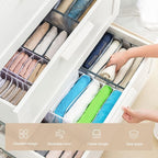 Wardrobe Clothes Organizer 7 Grids Portable Closet Organizer Mesh Separation Storage Box Foldable Closet Drawer Organizer for Underwear Socks Scarves Leggings (Grey, 4 Leggings Grid)