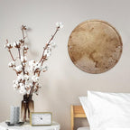Wall Picture, with Golden Floral Design Printed Circular Iron Hanging Picture,Wall Art Decor,Home for Bedroom Living Room Bathroom Decor,Iron Painting 11.8X11.8 in