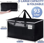 StorageRight Heavy Duty Moving Boxes-Moving Bags with Zipper, Reinforced Handles and Tag Pocket-Collapsible Moving Supplies-Totes for Storage Great for moving, Storage and Travel 93L(Black-6 Pack)