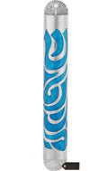 Matashi Hand Painted Blue Enamel 6 inch Mezuzah Embellished with Hebrew Shin Home Door Wall Decor Home Décor Jewish Holiday Housewarming Present House Blessing Gift for Holiday Festival