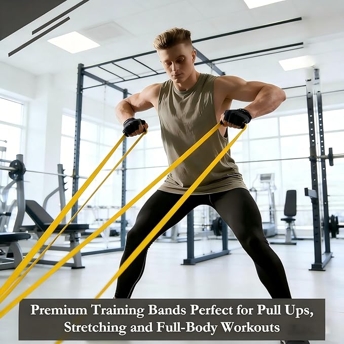 16-Pcs Resistance Bands Set - Premium Elastic Workout Bands for Home Gym, Strength Training, Yoga & Physical Therapy