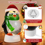 Christmas Snow Globe Penguin Lighted Musical Glitter Globe Battery Operated or USB Powered with Timer Water Glittering Snowing Globe for Christmas Party Home Table Decorations Gifts (Penguin)
